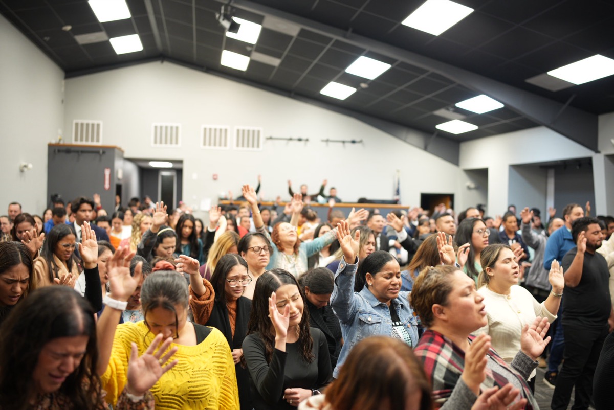 Congregation worshipping